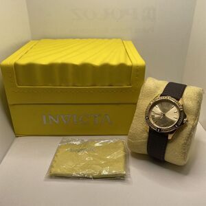 Invicta Angel 21384 Women's Gold Brown Leather Analog Dial Quartz Watch KL332
